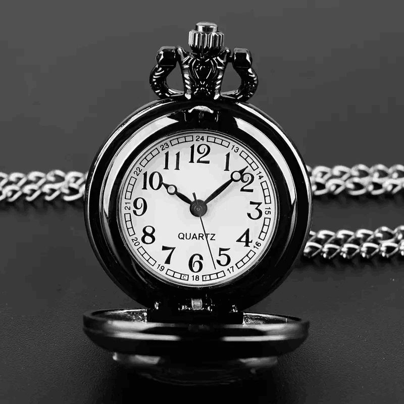 Vintage Cool Blue Wolf King Quartz Pocket Watch Necklace Black Gift Men Women - Image 3 of 4