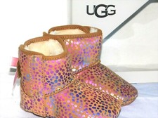 GIRLS BABY 2/3 6-12 MONTHS UGG JESSE BOW II SPOTS BOOTS CHESTNUT SPARKLE SUEDE
