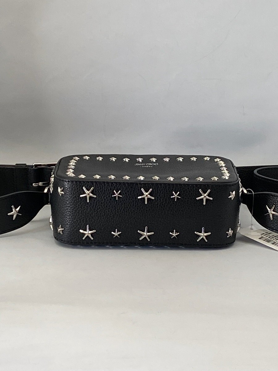 専用品JIMMY CHOO PEGASI BLACK CAMERA BAG JIMMY CHOO Calfskin Star Studded Pegasi Camera Crossbody Bag