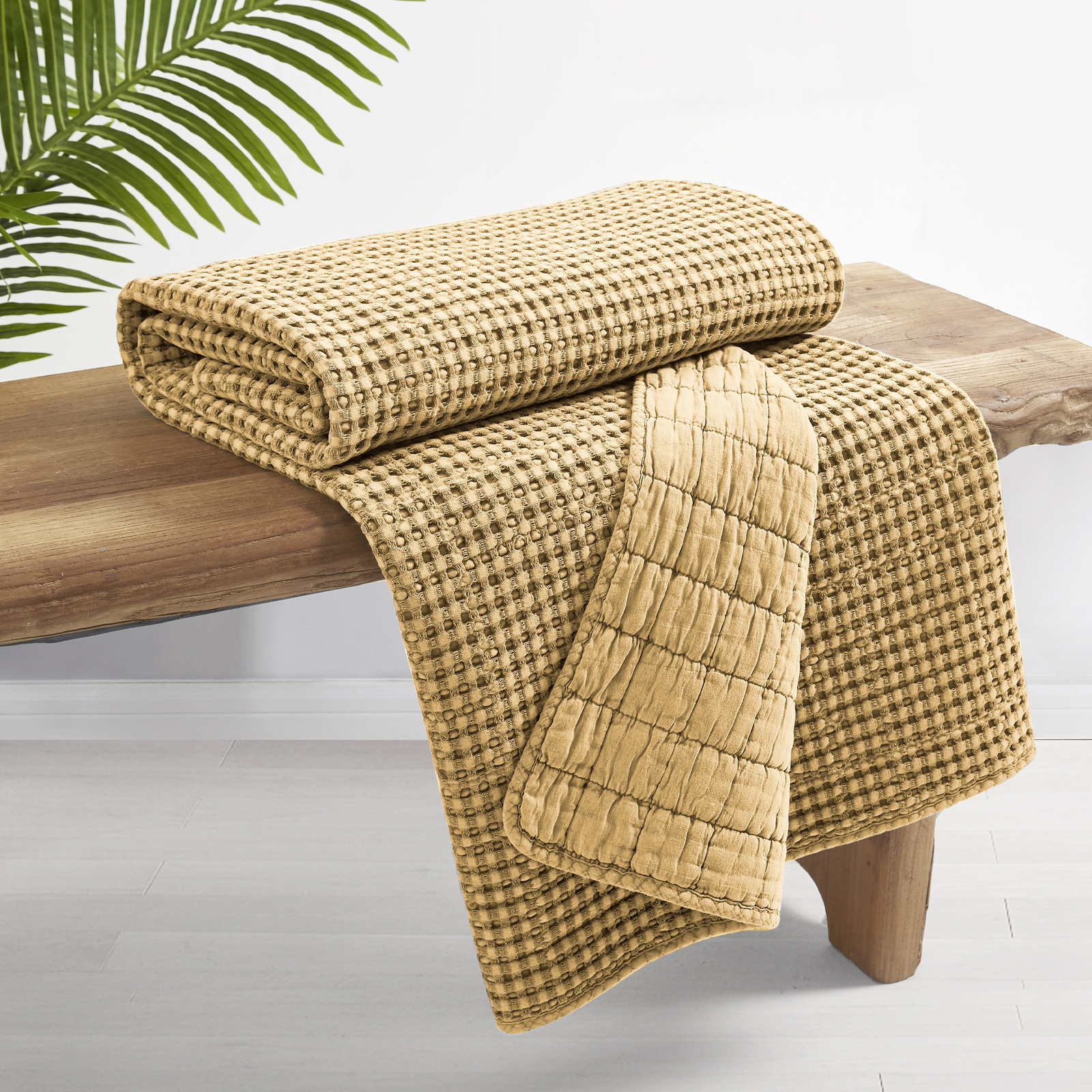 Mills Waffle Ochre Quilted Throw Levtex Home eBay