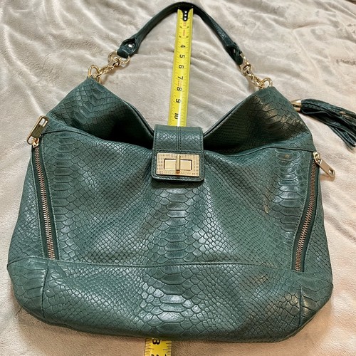 REBECCA MINKOFF SNAKESKIN CROC EMBOSSED TASSEL SHOULDER BAG PURSE HANDBAG TOTE - Picture 19 of 20