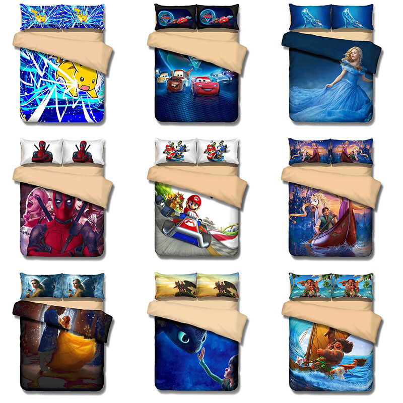 Soft 3d Bed Sheet Set High Definition Print Polyester Fiber Modern