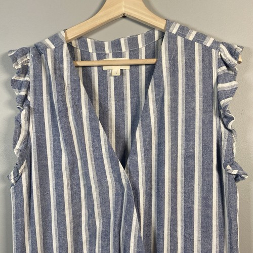 CLOTH & STONE Ruffle Sleeveless Crossover Romper Zuma Beach Stripe Size L Large - Picture 3 of 14