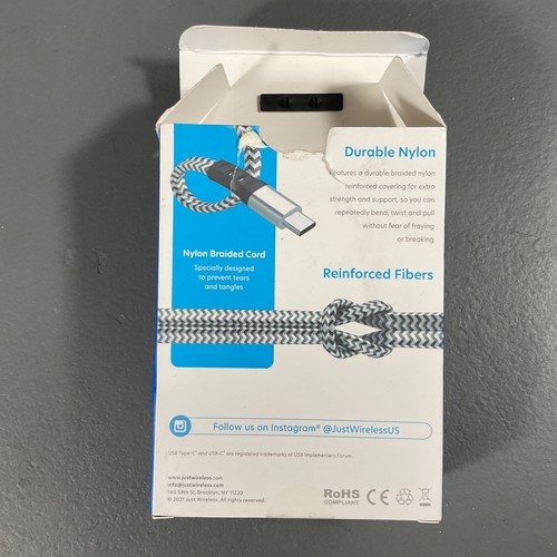 Just Wireless Dirable Braided 6 Ft. USB C Cable Extra Strength Gray Black - READ - 第 6/24 張圖片