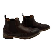 FLORSHEIM Streets WT Boot Size MENS 8M Brown Leather Wingtip Chelsea (11835-200)