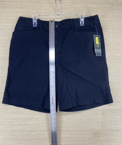 NWT Lauren Ralph Lauren Shorts Womens Sz 14 Black Chino Flat Front High Rise - Picture 2 of 10
