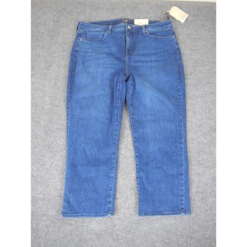 NYDJ Capri Back Petal Jeans Size 14 Blue Hem Medium Wash Denim New w/ Tags