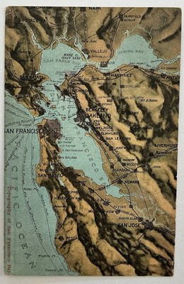 San Francisco, CA, Topography Map Postcard 1912