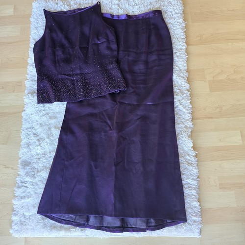 Conjunto de 2 piezas de maxi falda Alex Evenings para mujer talla 10P pedrería púrpura - Imagen 1 de 14