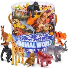 60 Piece Mini Zoo Animal Toy with Gift Box, Realistic Small Plastic Animal Figur