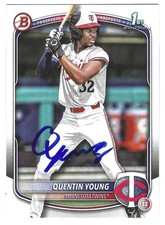 QUENTIN YOUNG SIGNED 2025 BOWMAN DRAFT BASEBALL CARD MINNESOTA TWINS #BD-92