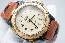 Timex Indiglo CR 1025 Cell Quartz Men's Watch 3.9cm Gold Black Used