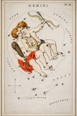   Gemini Constellation Poster - Vintage Zodiac Art Print 24x36  - 200gsm