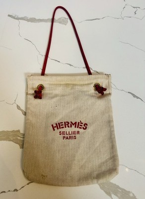 Authentic HERMES Aline Sac Shoulder Bag Toile Chevron Red Leather