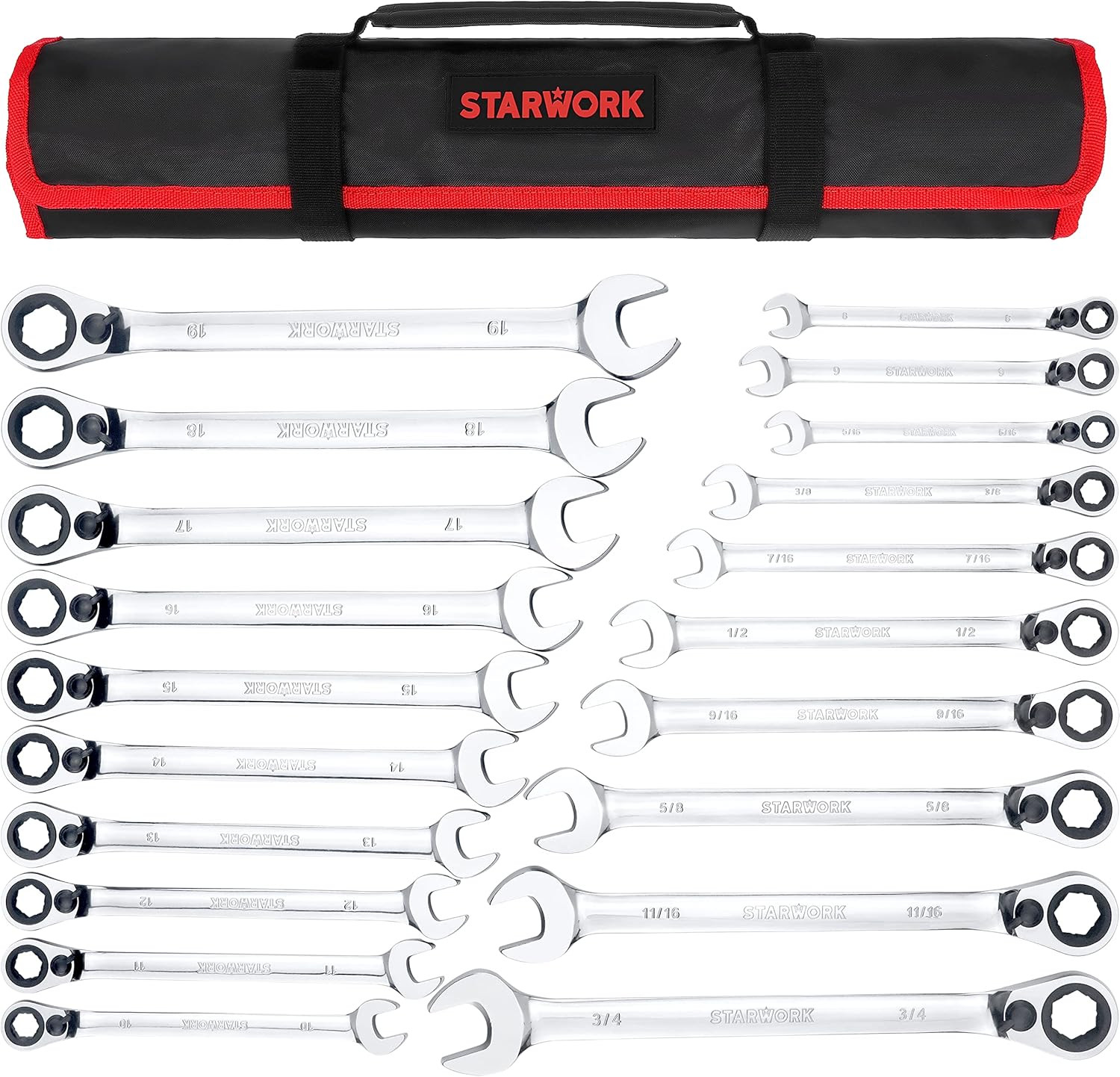 TRUE MECHANIC™ 20 Pc. Reversible Ratcheting Combination Wrench Set, Non-Slip, Lo