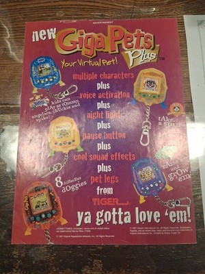 Giga Pets Plus Tiger Electronics Vintage Print Ad 1998 8x11