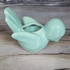 Vintage McCoy Heavy Bird Aqua Planter Vase Collectible Art Pottery (G1)