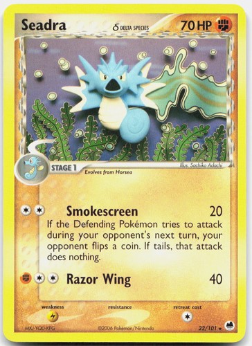 Seadra 22/101 Rare Dragon Frontiers Pokemon Near Mint