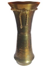 Vintage Brass Umbrella Stand With Rope Detail 18" Tall Handcrafted In India Very