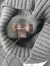 Tasso Elba Cable-Knit Argyle Mock Neck Pullover Sweater Mens L Gray