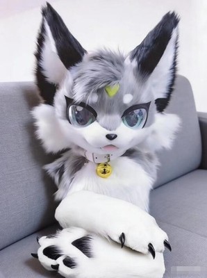 Fursuit Long haired Dog Fox Mascot Party Halloween Fur Cosplay(head+claws)