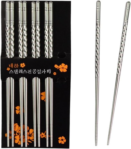 Metal Steel Chopstick Stainless Steel Spiral Chopsticks 8.8 Inches Long Lightwei - Picture 1 of 7