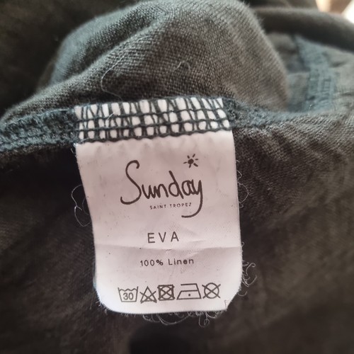 Sunday Saint-Tropez Eva 100% Linen Long Sleeve Black Maxi Dress.Womens Size L - Picture 8 of 10