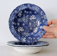 3 Dessertschalen Royal Tudor Ware blau weiß Blumen Durchmesser 16 cm, Vintage, sehr guter Zustand