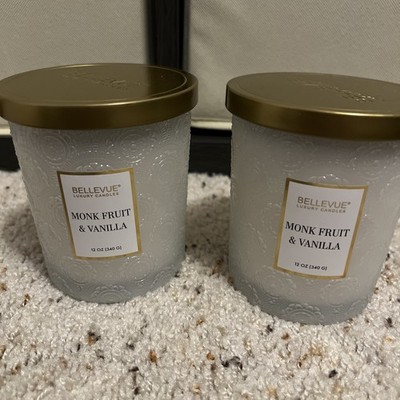 Set Of 2 - Bellevue Luxury Candle Monk Fruit & Vanilla 12 oz Soy Blend