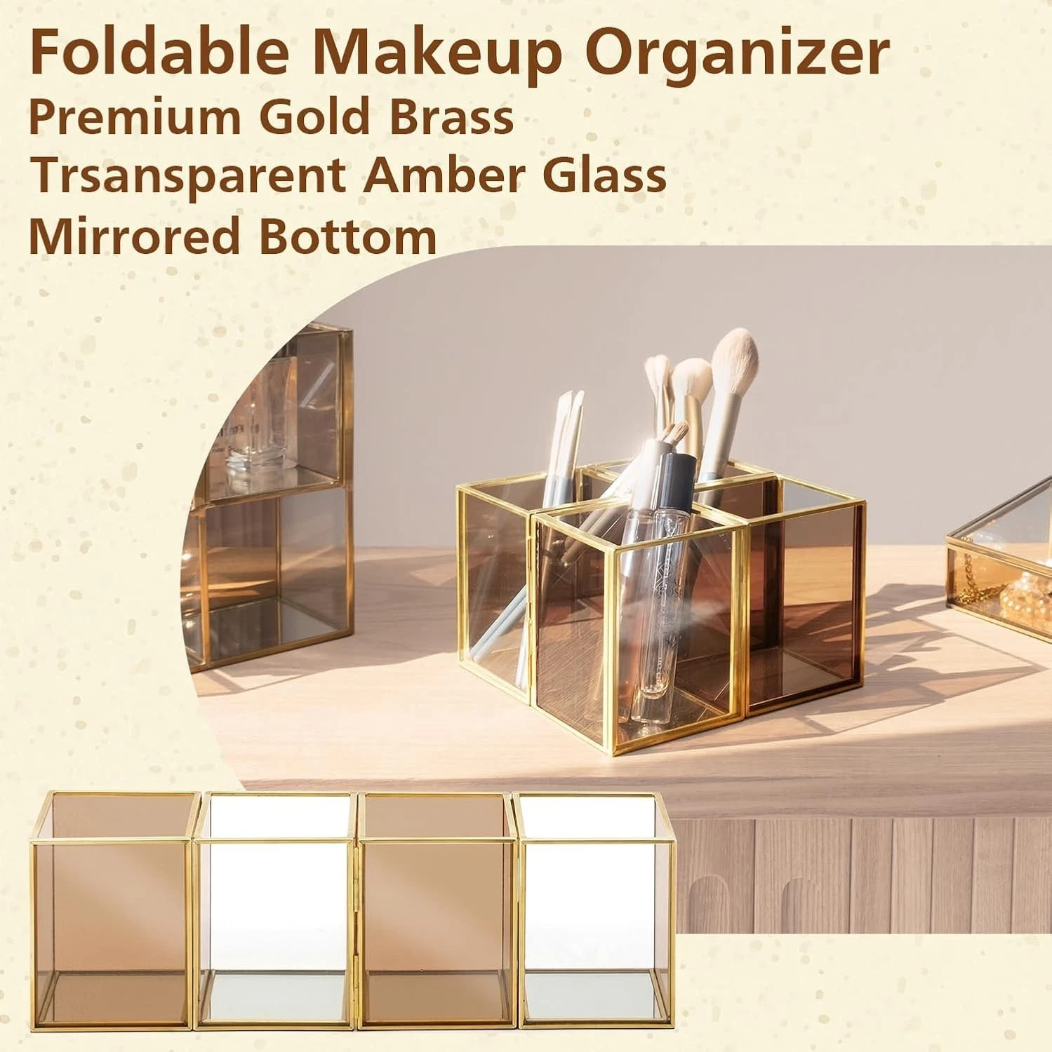 LUXURY Cosmetic Make up Organizer RRP £35 FONDAZZA Glass Bathroom Vanity Storage