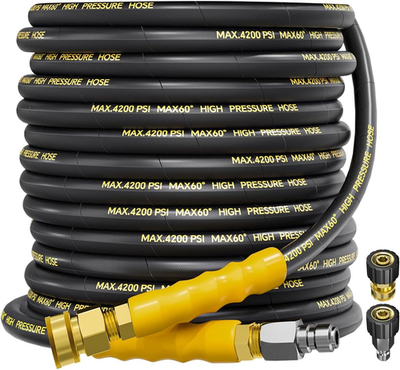 #ad 4200PSI Pressure Washer Hose 50FT with 3 8quot; Swivel Quick Connect for Cold Hot Wa $88.78