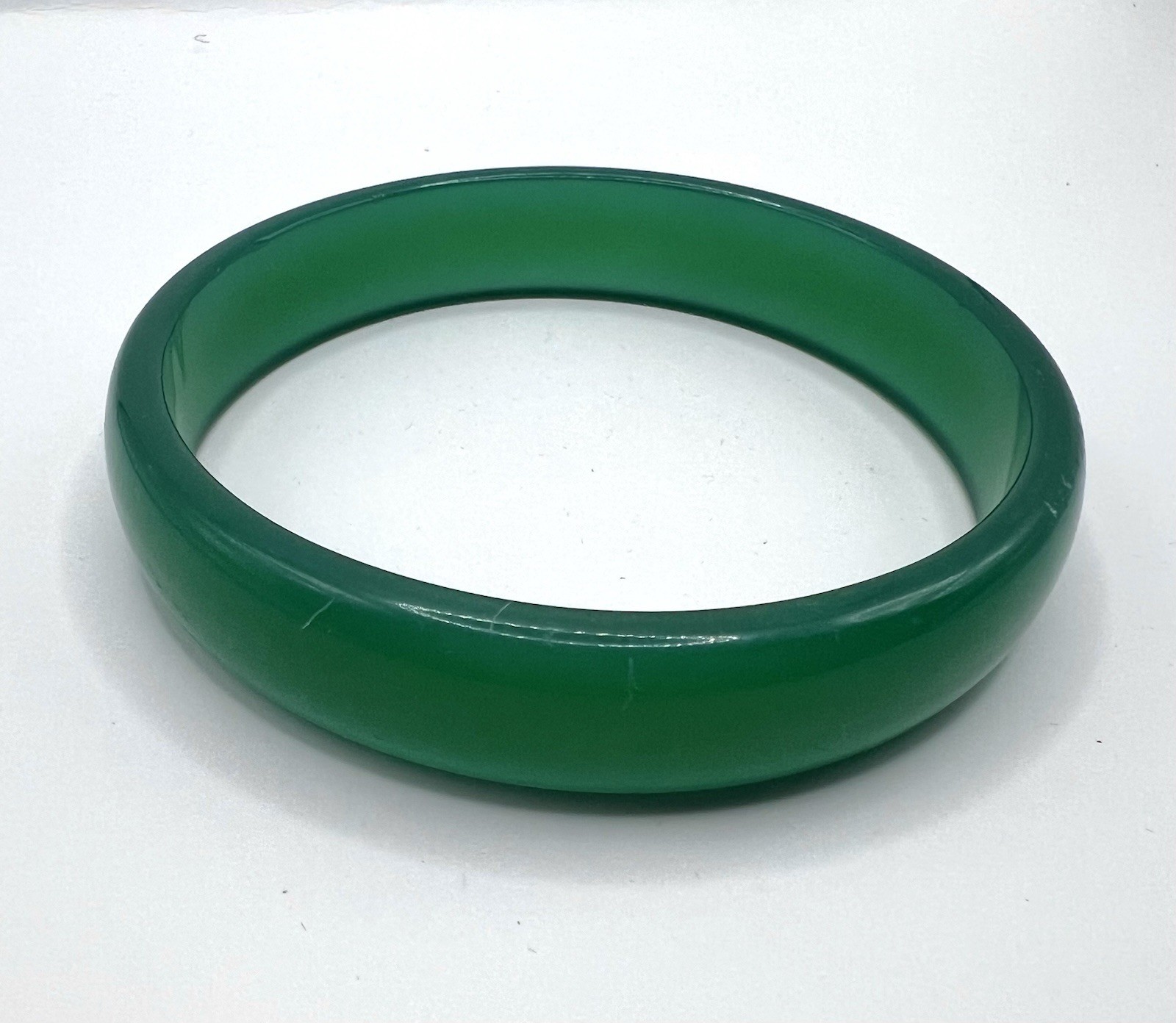 Vintage Green Lucite Bangle Stackable Bracelet - image 1