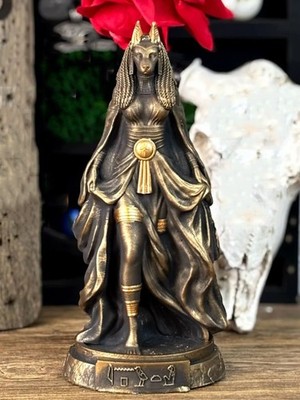 Inpuit Egyptian Goddess Statue Cast Marble Figurine 18cm Mythology Decor