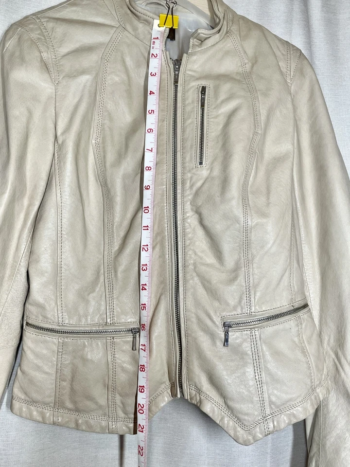 Vintage - Chaqueta de cuero Danier forrada - Color crema - Talla S Foto 4 de 4