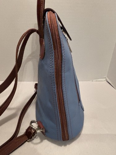 Bolso Bandolera Vera Pelle Cuero Genuino Italia Convertible Cartera Azul Cerúleo - Imagen 10 de 17
