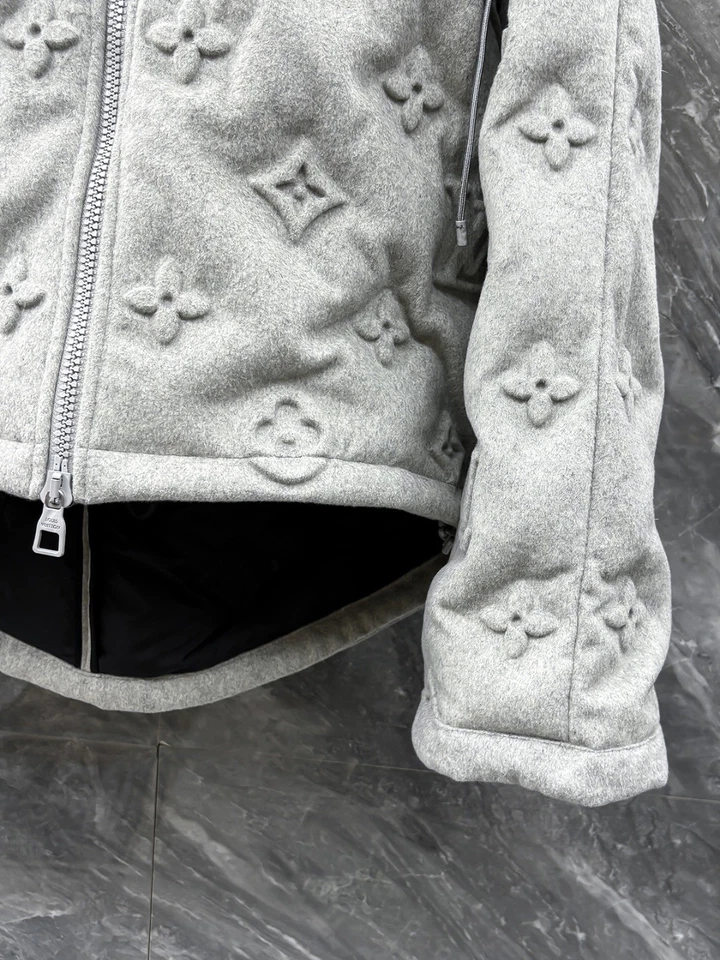Louis Vuitton Grey Monogram Puffer Jacket, Cashmere Blend, Xl - Image 4 of 4