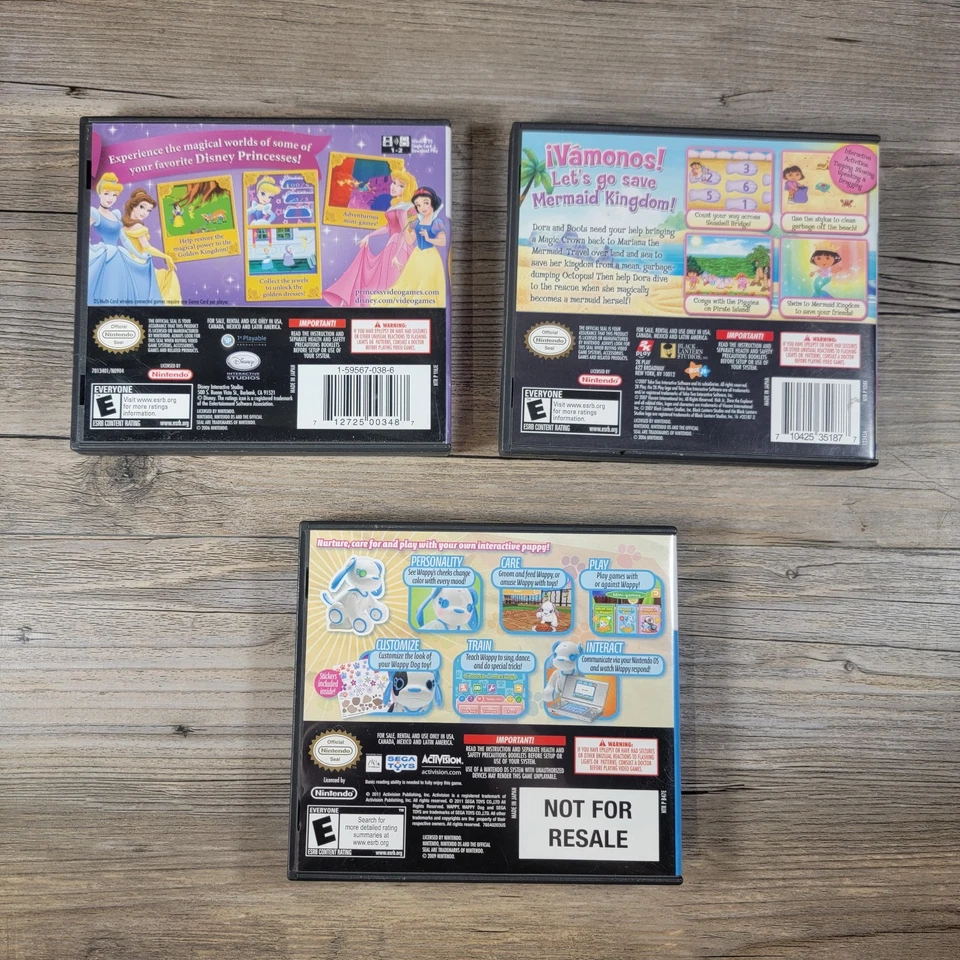 Lote de 3 juegos Nintendo DS Disney Princess Magical, Dora la Exploradora, Wappydog Foto 2 de 4