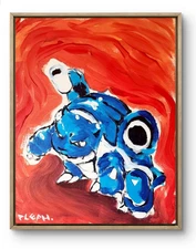 Original Art Blastoise 14x11 Contemporary Pop Art Acrylic Painting Signed