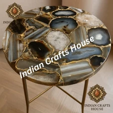 Magnificient Agate Table Top Semi Precious Natural Stones Handmade Work 12"