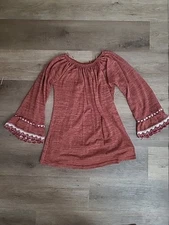 Win Win Womens S/M Sweater Tunic Top Rust Red