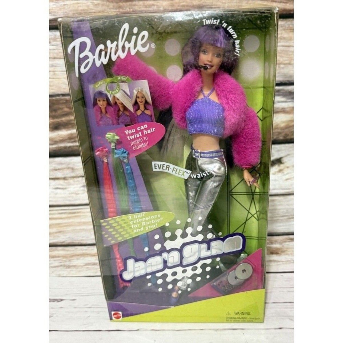 2000 Mattel Barbie Blonde And Purple Hair Jam And Glam Barbie NRFB