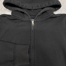 Uniqlo Hoodie Mens Medium Black Full Zip Fleece Sweatshirt Kangaroo Pocket