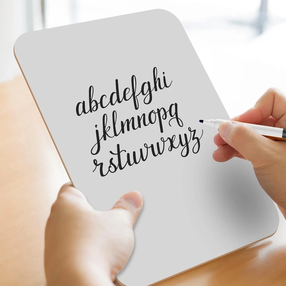 Mini Whiteboard A4 Set 4 Stück Abwischbare Tafeln mit Stiften Radiergummis - Bild 4 von 4