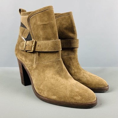 BURBERRY Größe 11 Braunes Wildleder Grob Absatz Stiefel