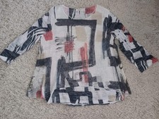 Jess & Jane Artsy Abstract Textured Tunic Top Women’s M Mesh Burnout USA Made