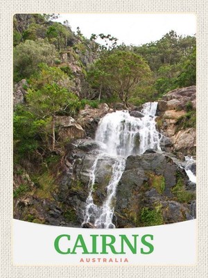 Holzschild 40x30 cm Cairns Australien Wasserfall Natur Bildmotiv Reisemotiv Aben