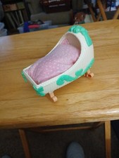 Vintage Tomy Teeter Totters Windup Rocking Crib Still Works Baby Doll 1981 J