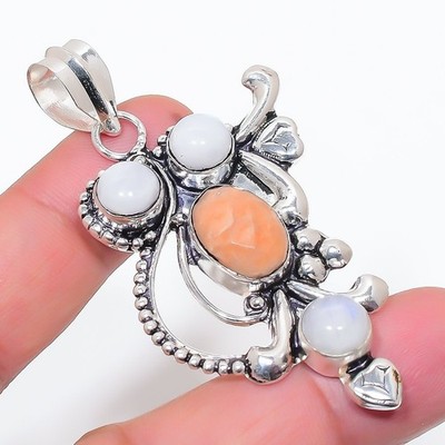 Natural Amazonite Gemstone 925 Sterling Silver Jewelry Pendant Size 2.5''