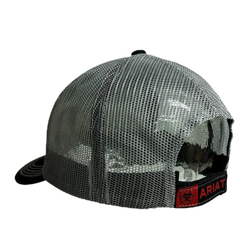 ARIAT Logo Men's Baseball Cap Hat Trucker Hat Mesh Adjustable Black/Red/Gray Hat - Picture 6 of 13