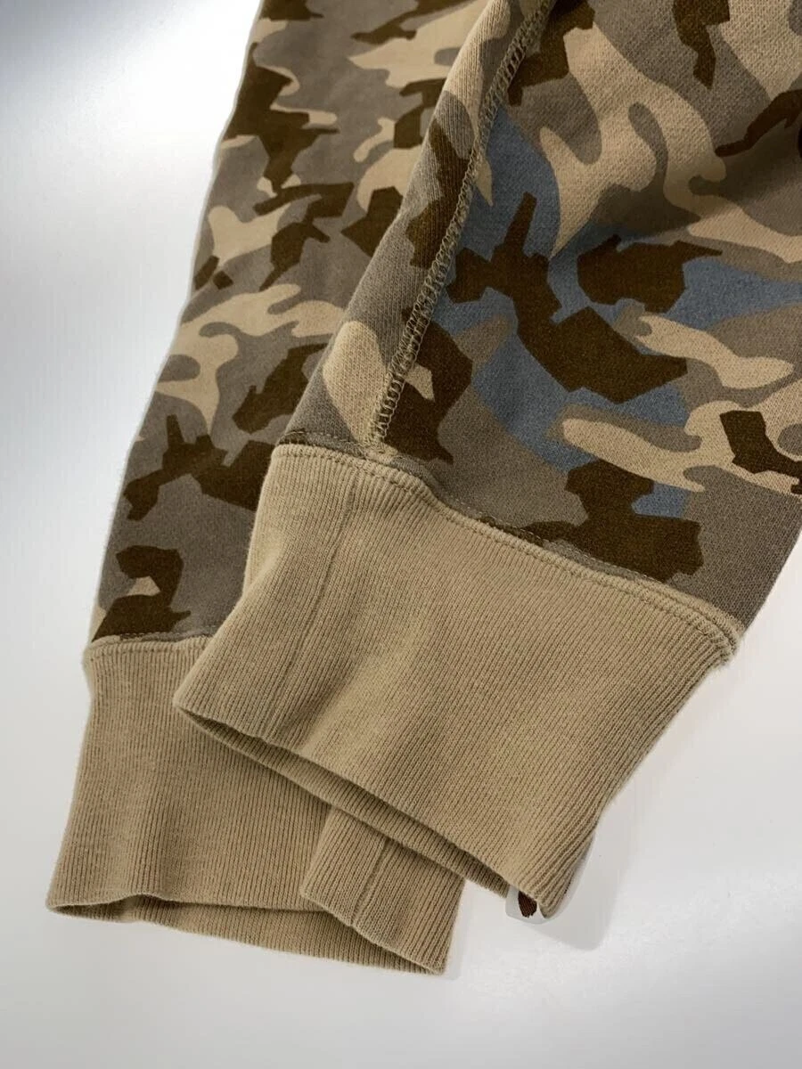 A BATHING APE (BAPE) Felpa con cappuccio e zip BAPE A Bathing Ape marrone modello all over cotone L #ED AZA